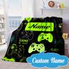 Custom Name Neon Game Controller Blanket bed sofa Blanket Flannel Blanket for Camping, Hiking, Picnic Essentials,gift for Fan family
