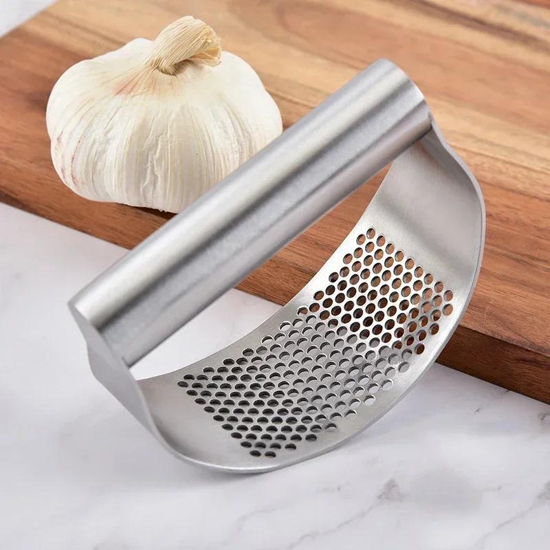 Stainless Steel Garlic Press Manual Grinding Chopper Garlic Ginger Press Multi-function Grinding Slicer Kitchen Gadgets