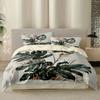 3Pcs Plant Leaf Printed Coreless Down Duvet Cover Set, Multi Size Bedding Decoration, Machine Washable