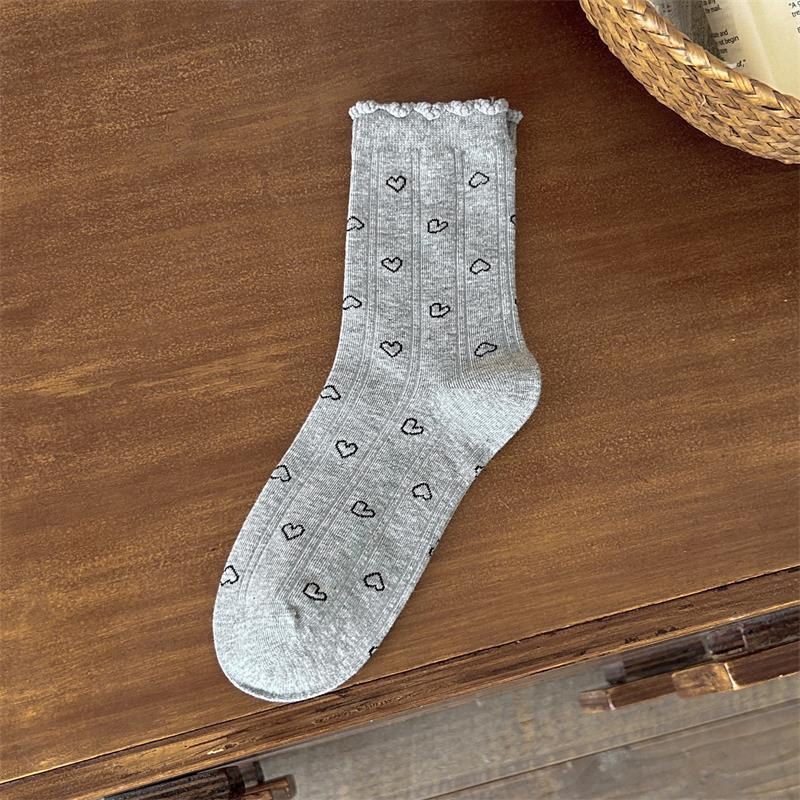 Женские весенне-осенние милые носки-гольфы в горошек с оборкой и бантом, с пузырчатым верхом и балетным ветром