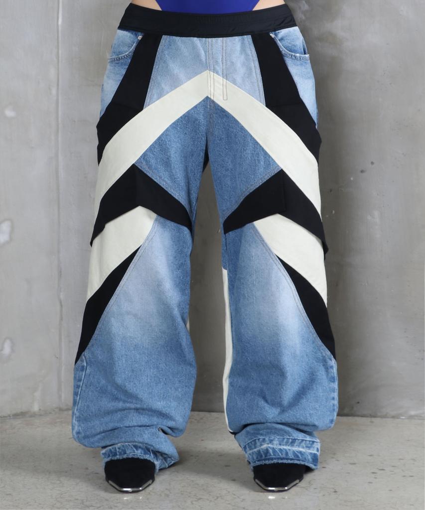 Sumilo Semi-Wide Origami Upcycled Denim Pants Unisex