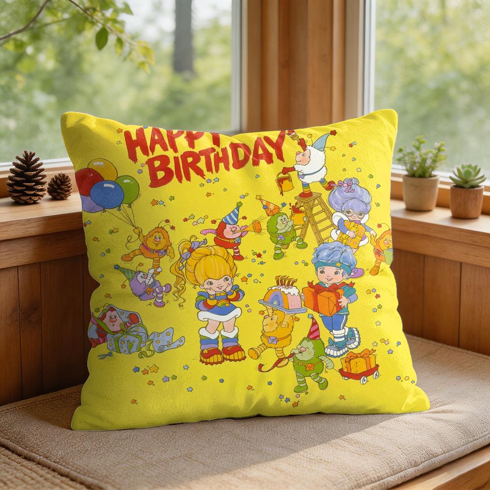 Rainbows BBrite Cute Cushion Cover Square Short Plush Pillow Case Living Room Sofa Home Decor Funda X