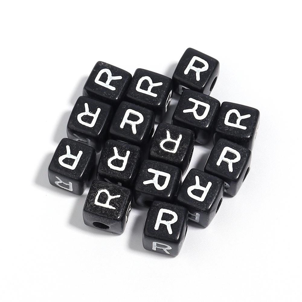 50-100pcs Black Acrylic Letter Beads A-Z Alphabet Beads Cube Spacer Beads For DIY Bracelet Necklace Jewelry Making Accessories