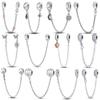 Clasp Silver Charms Silicone Spacer Beads 925 Sterling Silver Safety Chain Fit Fashion Style Necklace Bracelet Jewelry Women