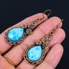 Уникальные серьги ручной работы с синим бирюзовым драгоценным камнем Mohave из чистой медной проволоки, ювелирные изделия
