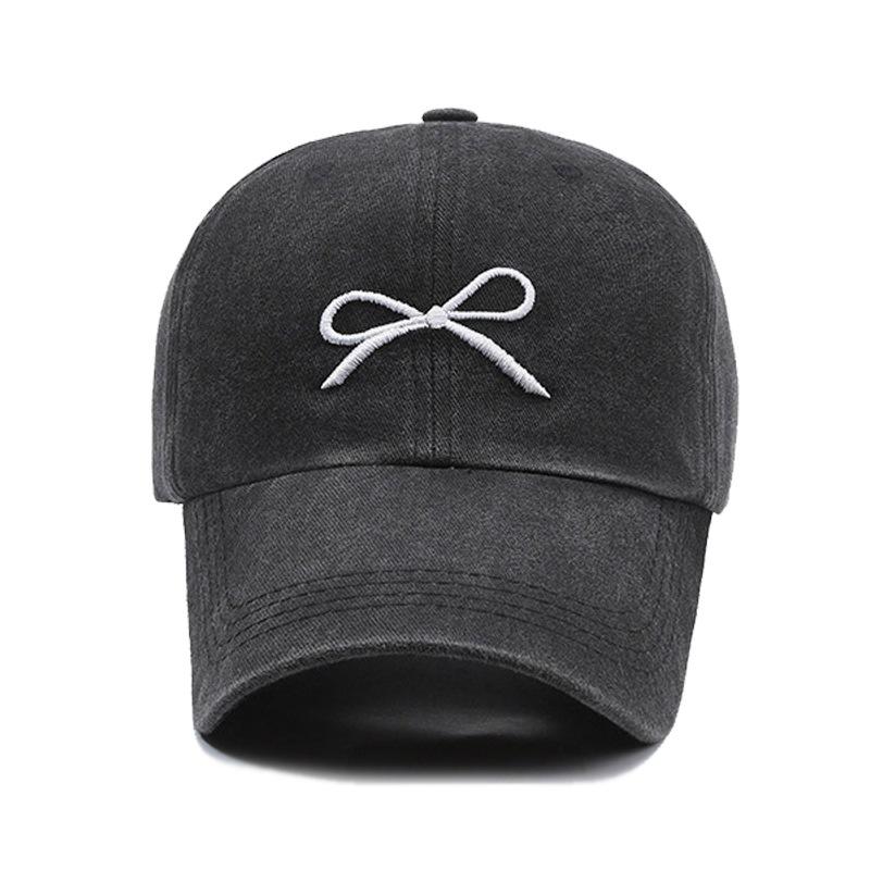 Hat Embroidery Bow Cap Soft Top Tide Face Small Spring and Autumn Outdoor Sunshade Baseball Cap