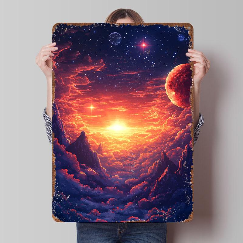 Sunset in a Starry Sky Tinplate Poster Customized Wall Art Vintage Retro Metal Signs for Room Decoration Garage Decorations Home