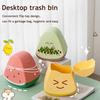 Desktop Trash Can Small Body Large Capacity Fruit Pattern Design Flip Cover Mini Waste Basket Home Decor
