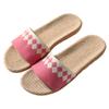Fashion Women Men Block Linen Indoor and Outdoor Home Wooden Floor Tiles Slip Summer Four Seasons Linen Open Toe Straw Straw Slippers