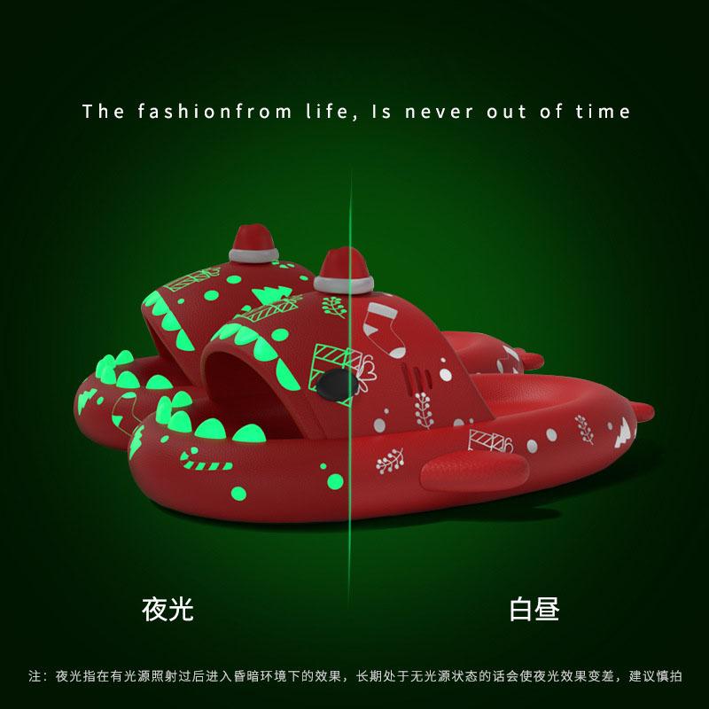 Модные ночные светящиеся тапочки-акулы для женщин и мужчин, домашняя уличная обувь, рождественский стиль Хэллоуина, парные летние сандалии, тапочки на платформе