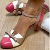 New Style Sweet Female Pumps Round Toe Small Heels 6cm Buckle Strap Bowknot Mixed Color Plus Size 34-43 Spring Dating Shoes