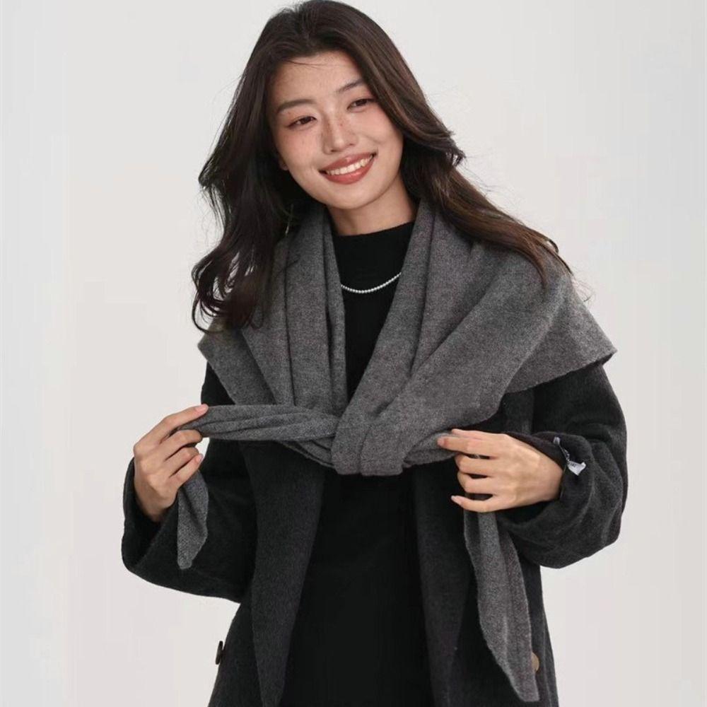 Solid Color Triangle Shawl Striped Cross Scarves Elegant Knitted Scarf Female