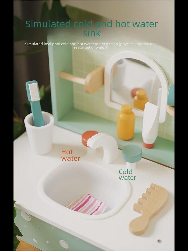 Wooden Playset: Children's Interactive Parent-Child Dressing Table Toy for Girls