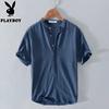 PLAYBOY Men's Linen Blend Henley T-Shirt