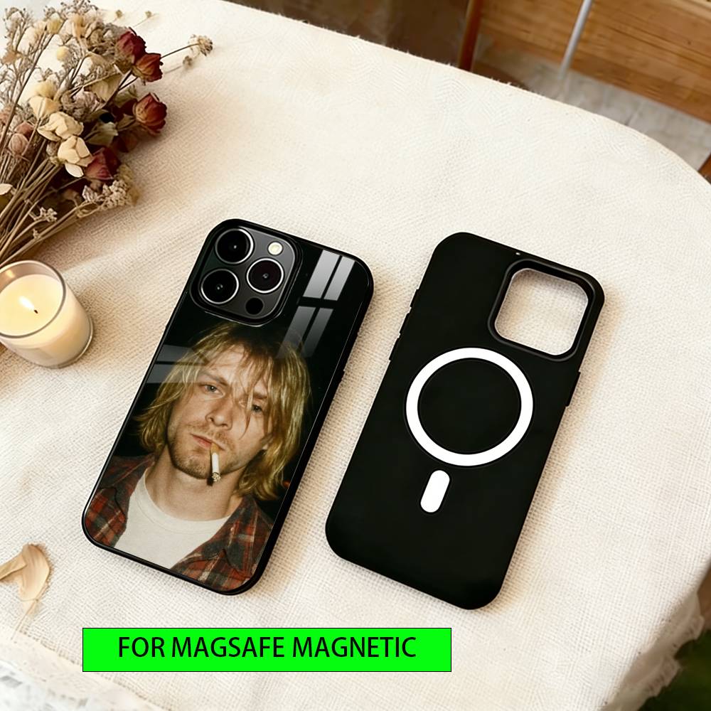 Чехол для телефона с изображением певца Курта Кобейна для iPhone 17, 16, 15, 14, 13, 12, 11 Plus, Pro, магнитный с поддержкой Magsafe, беспроводная зарядка