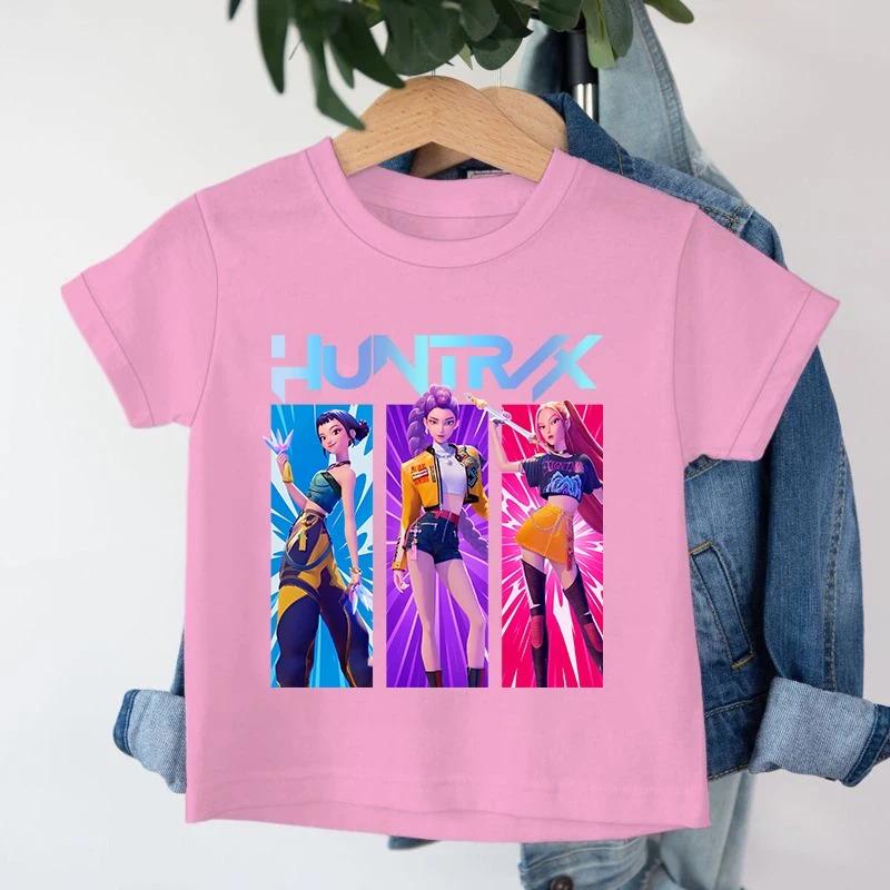 New 2026 KPop Demon Hunters Saja Boys Cartoon Boys Tshirt Round Neck Print Fashion Casual Top Childrens Tshirt Kids Clothing