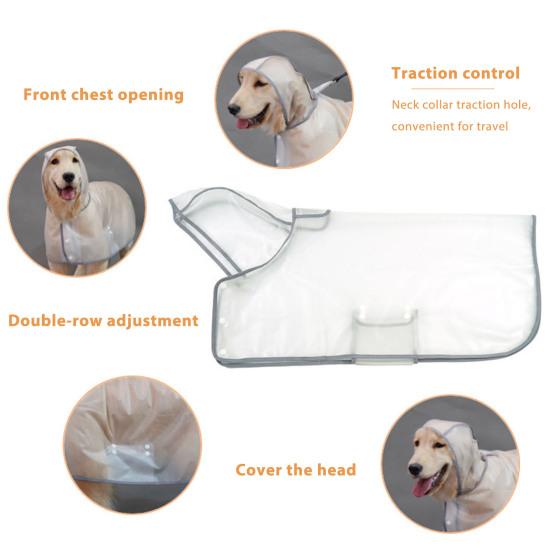 Прозрачный дождевик для собак, водонепроницаемое пончо для питомцев, дождевая куртка с капюшоном, дождевик с отверстием для поводка для щенков и собак малых и крупных пород