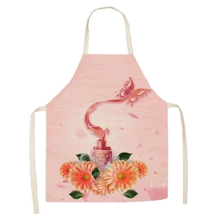 Sleeveless Linen Apron Men and Women Household Cleaning Tools Apron Nail Polish Ladies Perfume Printing Kitchen Apron