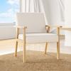 Upholstered Armchair with Armrests, Dining Chair in Linen Look, Solid Wood Frame, 64 x 70 x 72 cm, Cream