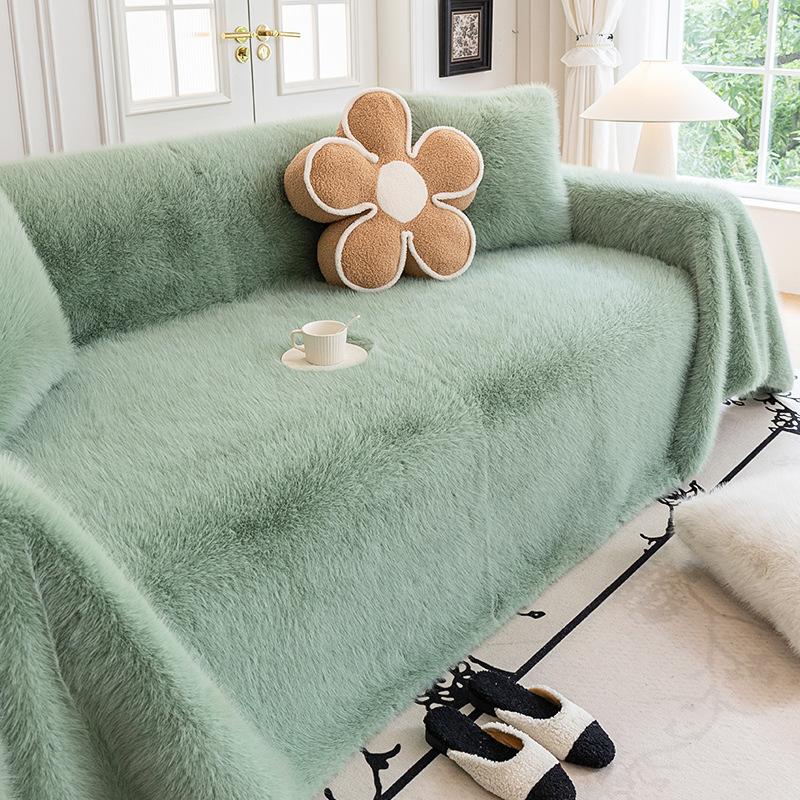 Зимнее норковое полотенце для дивана, кремовый стиль, чехол для дивана, нескользящее теплое одеяло для диванной подушки