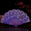 Bronzing Golden Glitter Folding Fan Elegant Plastic Floral Pattern Handheld Fan for Lady Dance Decor