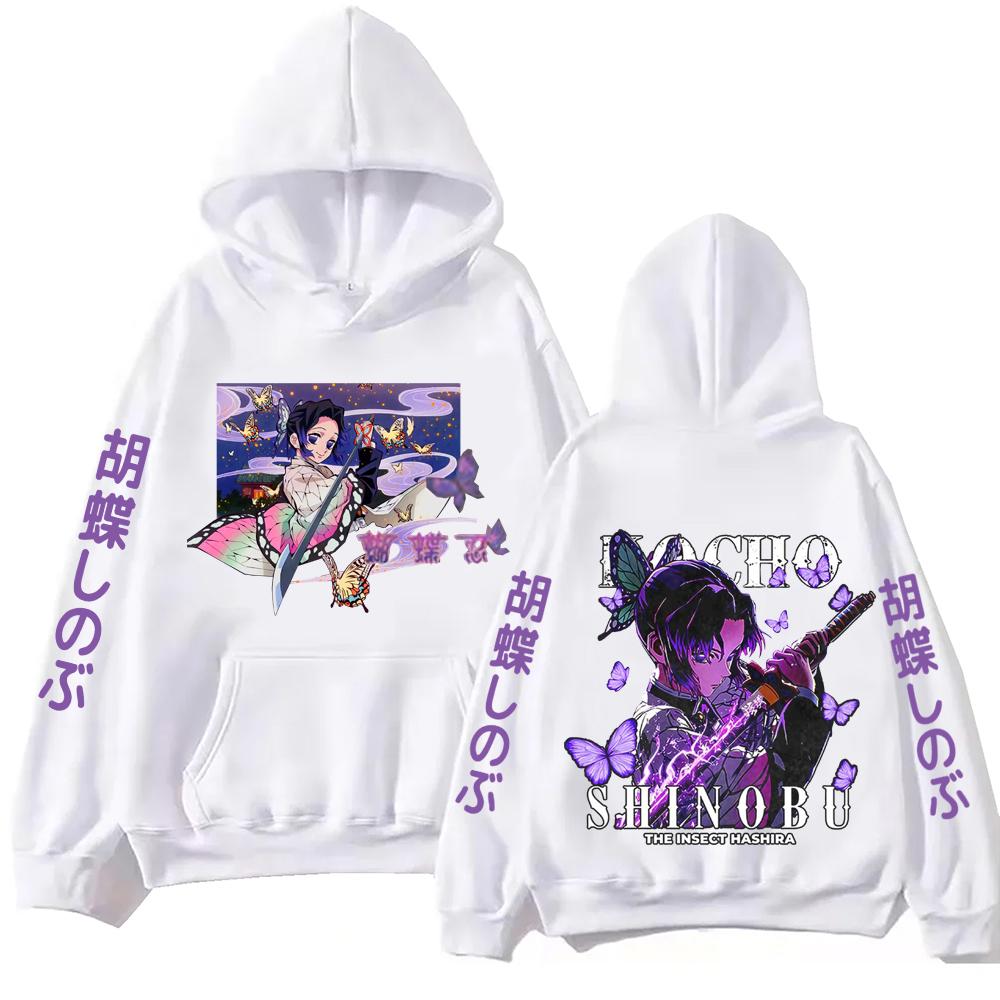 Anime Demon Slayer Kochou Shinobu Hoodie Harajuku Hip Hop Pullover Tops Sweatshirt Gift