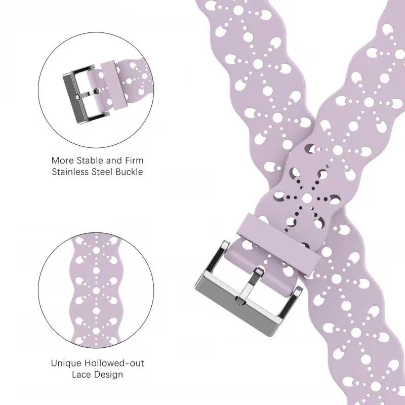 Кружевной силиконовый ремешок для Apple, ремешок для часов 49/45/41/44/42/40/38 мм, дышащий браслет для iWatch UItra 9 8 7 6 5 4 3 SE