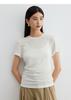 Versatile shoulder slimming Tencel round neck short sleeved T-shirt