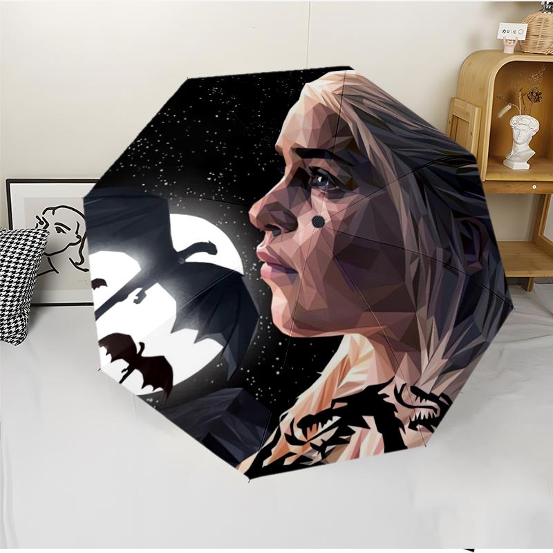 Game of Thrones Fashionable Automatic Opening/Closing Folding Umbrella. Portable and Foldable, Ideal for Gift, Travel, and Daily Use.