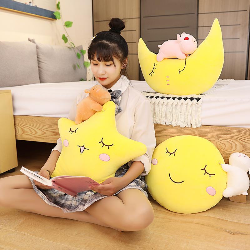 Креативная подушка в виде луны и звезды, плюшевая игрушка, медведь, свинья, кролик, кукла-животное, тряпичная кукла, подарок на день рождения