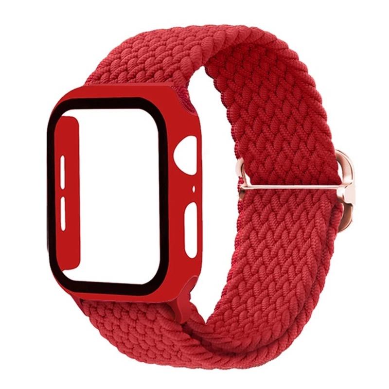 Стеклянный корпус плетеный ремешок Solo Loop для Apple Watch 45/44 41 40 мм 42 мм 38 мм эластичный браслет для Iwatch Series 8 Se 7 6 5 4 3
