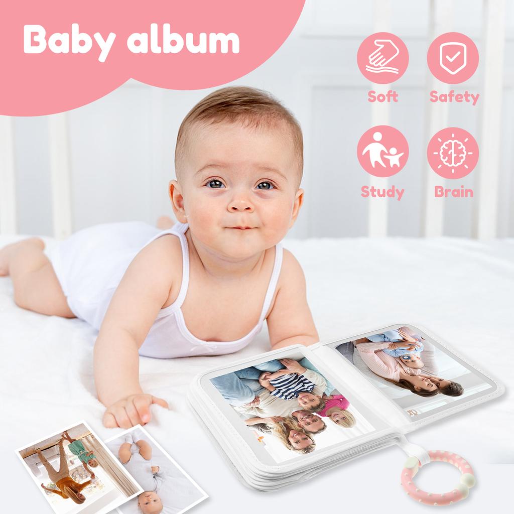 Super Soft Baby Commemorative Handbook with Hook Can Hold 17 Photos to Record Baby's Growth Photo Commemoration