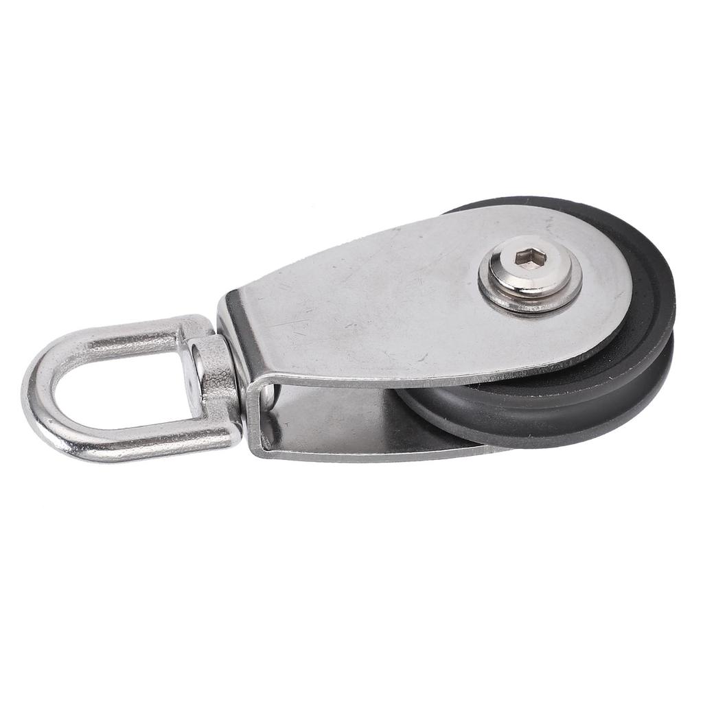 Stainless Steel Shell Dual Bearings Mute Pulley Block Nylon Wheel Groove 360 Degree Rotation
