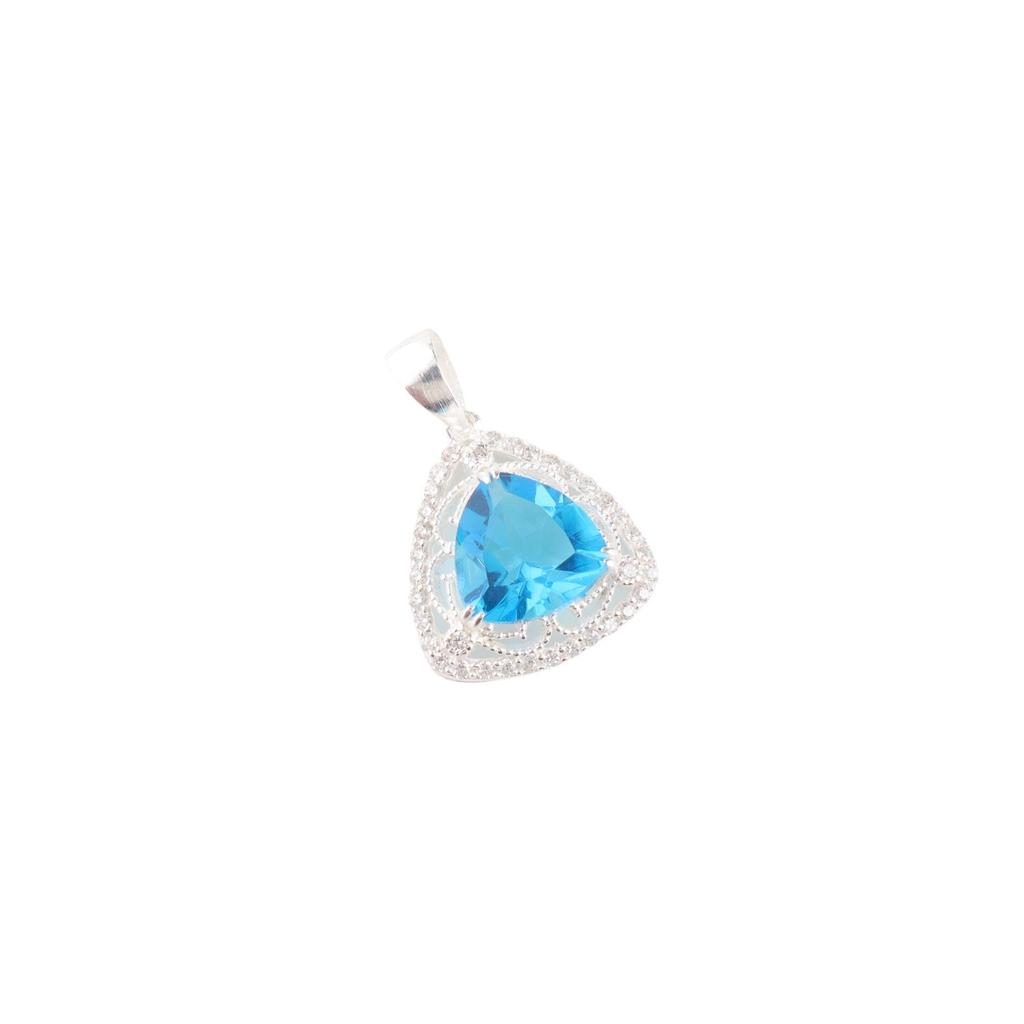 Swiss Blue Topaz Gemstone 925 Solid Silver Jewelry Zircon Pendant 0.99" For Girl CZP-8-8