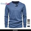 Повседневная футболка Henley с круглым вырезом и длинным рукавом, мужская приталенная спортивная рубашка