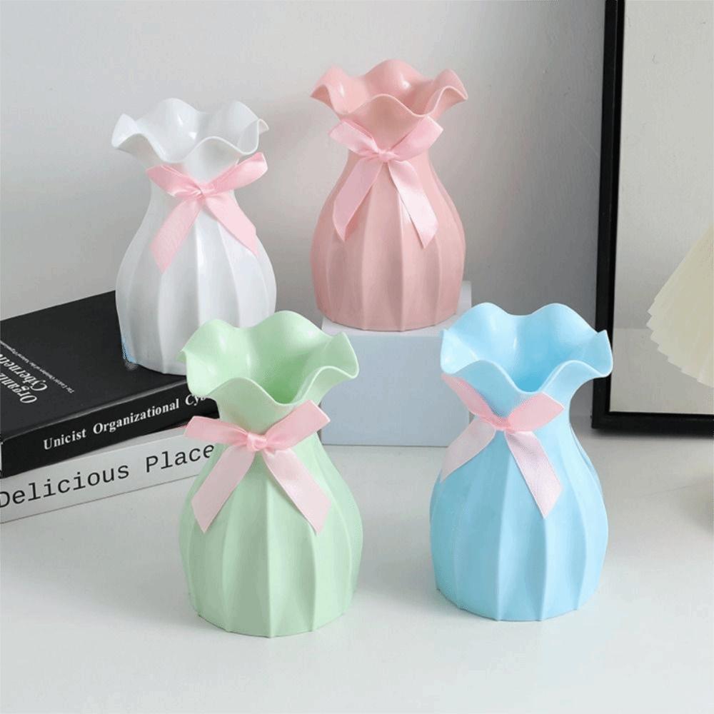 Break-resistant Plastic Colored Vase Plastic Potted Container Ornaments Flower Arrangement