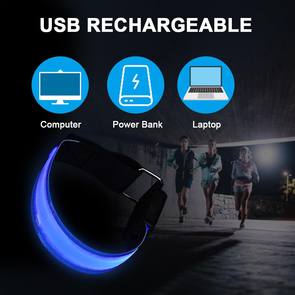 Светодиодный браслет USB перезаряжаемый браслет для бега Ночное безопасное снаряжение для бега и велоспорта