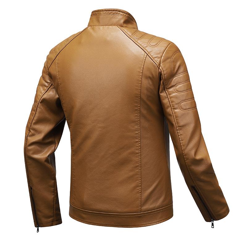 Мужская кожаная приталенная куртка плюс бархатная зимняя куртка мужской мотоциклетный костюм большой размер стойка воротник кожаная куртка мужская