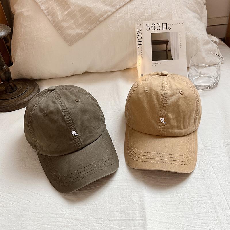 Baseball hat spring and summer new simple letter embroidery cap high sense versatile big head circumference baseball cap