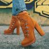 European and American Suede Short Boots New Waterproof Platform High-heeled Short Boots  Autumn and Winter