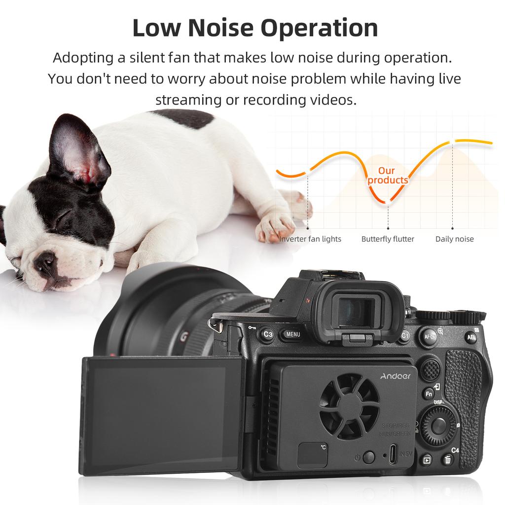 Andoer FS-06 Camera Cooling Fan External Cooling System with OLED Display 8pcs Mounting Adapter