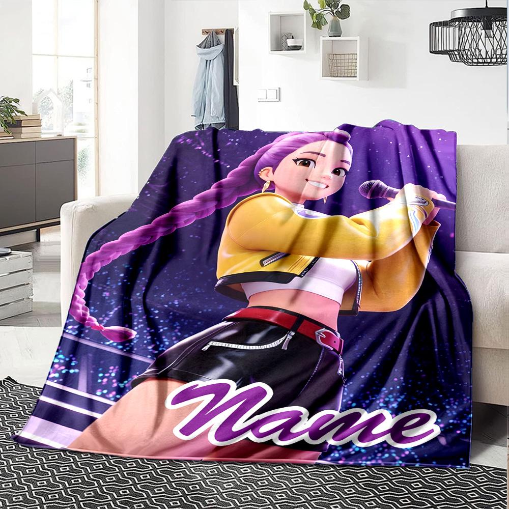 Customizable KPop Demon Hunters20 Throw Blanket – Personalized Name, All-Season Cozy Snug Blanket, Machine Washable, Personalized Blanket