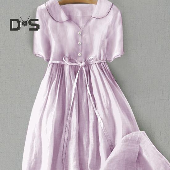 Женское весеннее платье с цветочным принтом, со средним рукавом, с отворотом, V-образным вырезом, на шнуровке, с высокой талией, трапециевидной формы, полуоднобортное богемное плиссированное платье миди