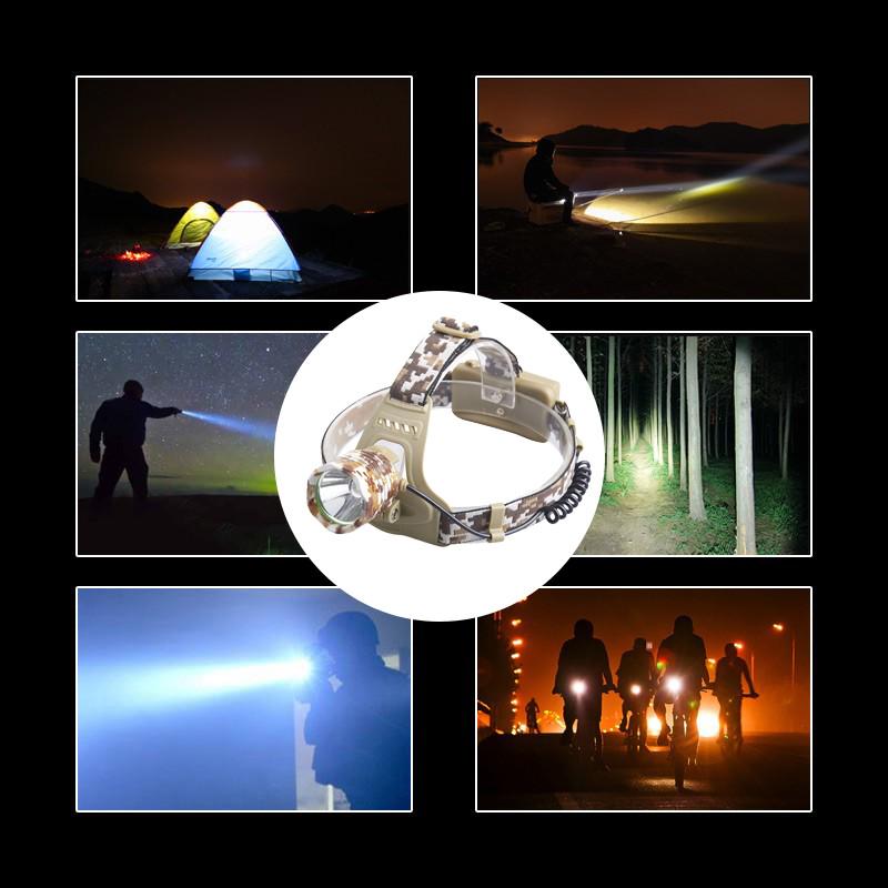 1200 люмен светодиодный налобный фонарь камуфляжный налобный фонарь для кемпинга налобный фонарь с зарядным устройством