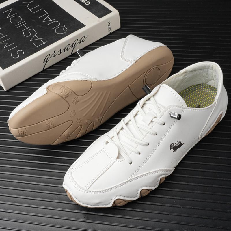 Повседневная обувь для мужчин. Удобные мокасины на плоской подошве. Дизайнерская спортивная обувь класса люкс. Модные кожаные кроссовки для мотоциклистов.