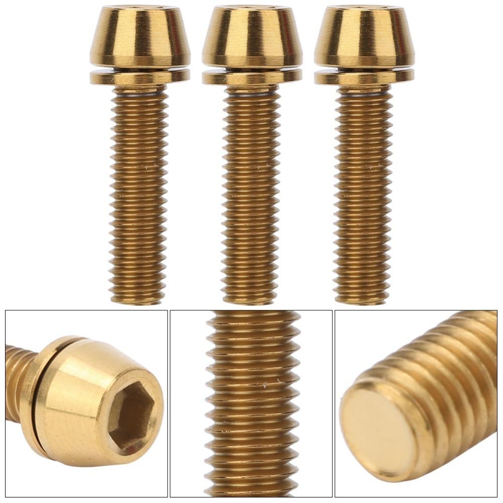 3PCS Titanium Alloy Bike  Stem Bolts Hex Tapered Head Bicycle Disc Brake Screws  Bike Maintenance