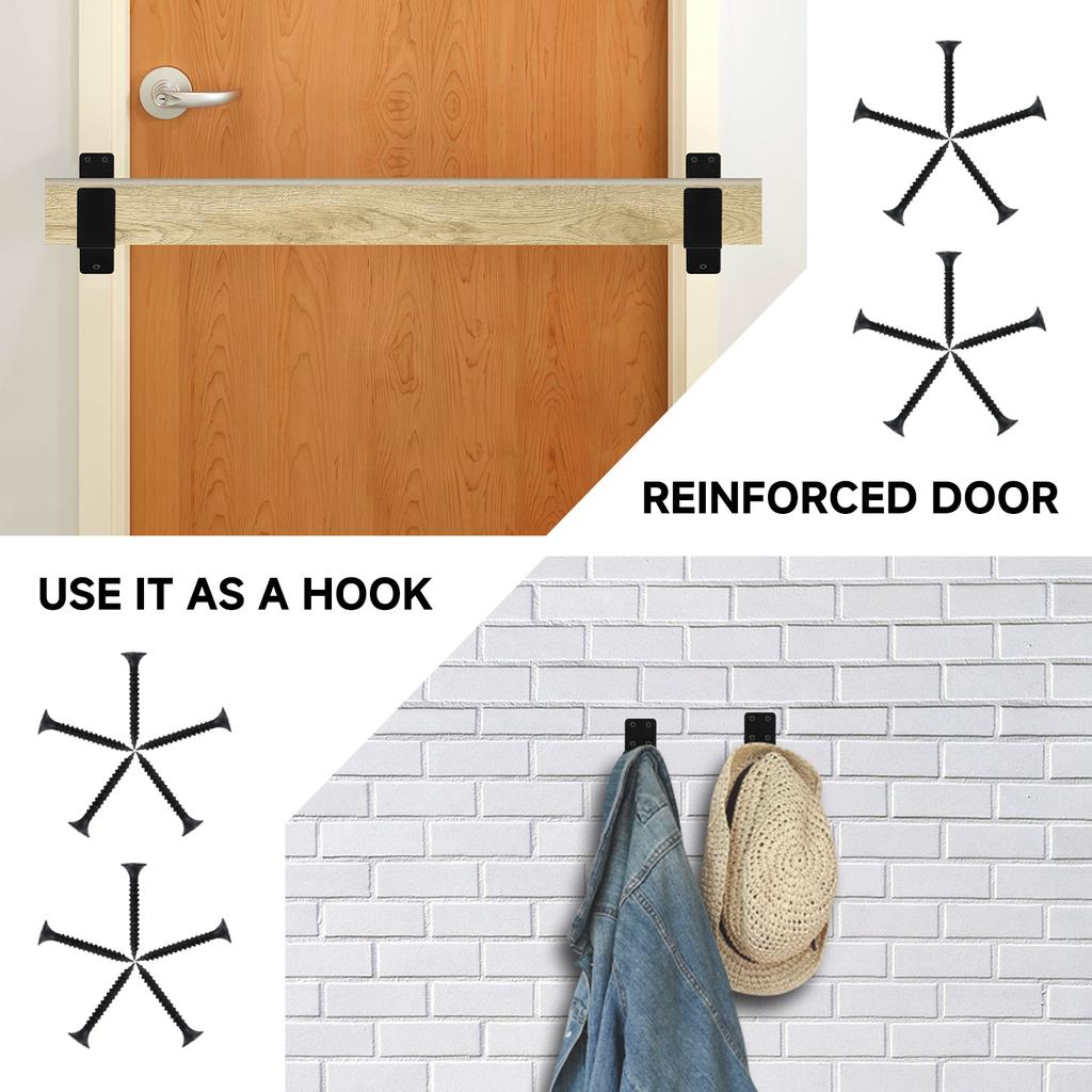 4PCS Door Barricade Brackets Drop Open Bar Holder 2x4 Bar Brackets Prevent Unauthorized Entry For Home Security Door Lock