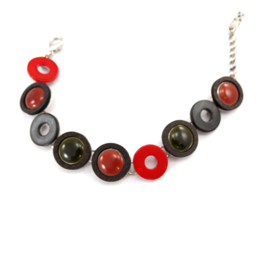 NOA [K0200] - Дизайнерский браслет «Бора-Бора» красный зеленый