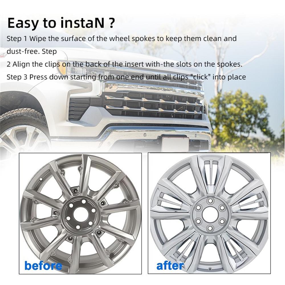 1x Вставка на спицу колеса 22" для Chevrolet Silverado Surburban 2021 2022 2023 Хром 84803478