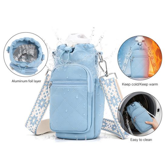 Sports Water Bottle Bag Thermal Insulated Kettle Holder Lightweight Crossbody Water